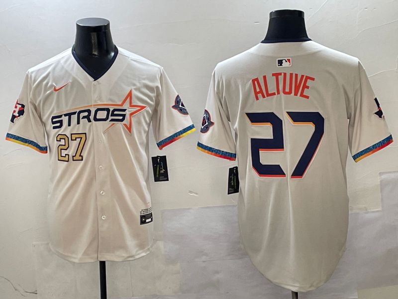 Men Houston Astros #27 Altuve Cream Fourth generation Joint Name 2025 Nike MLB Jersey style 4152